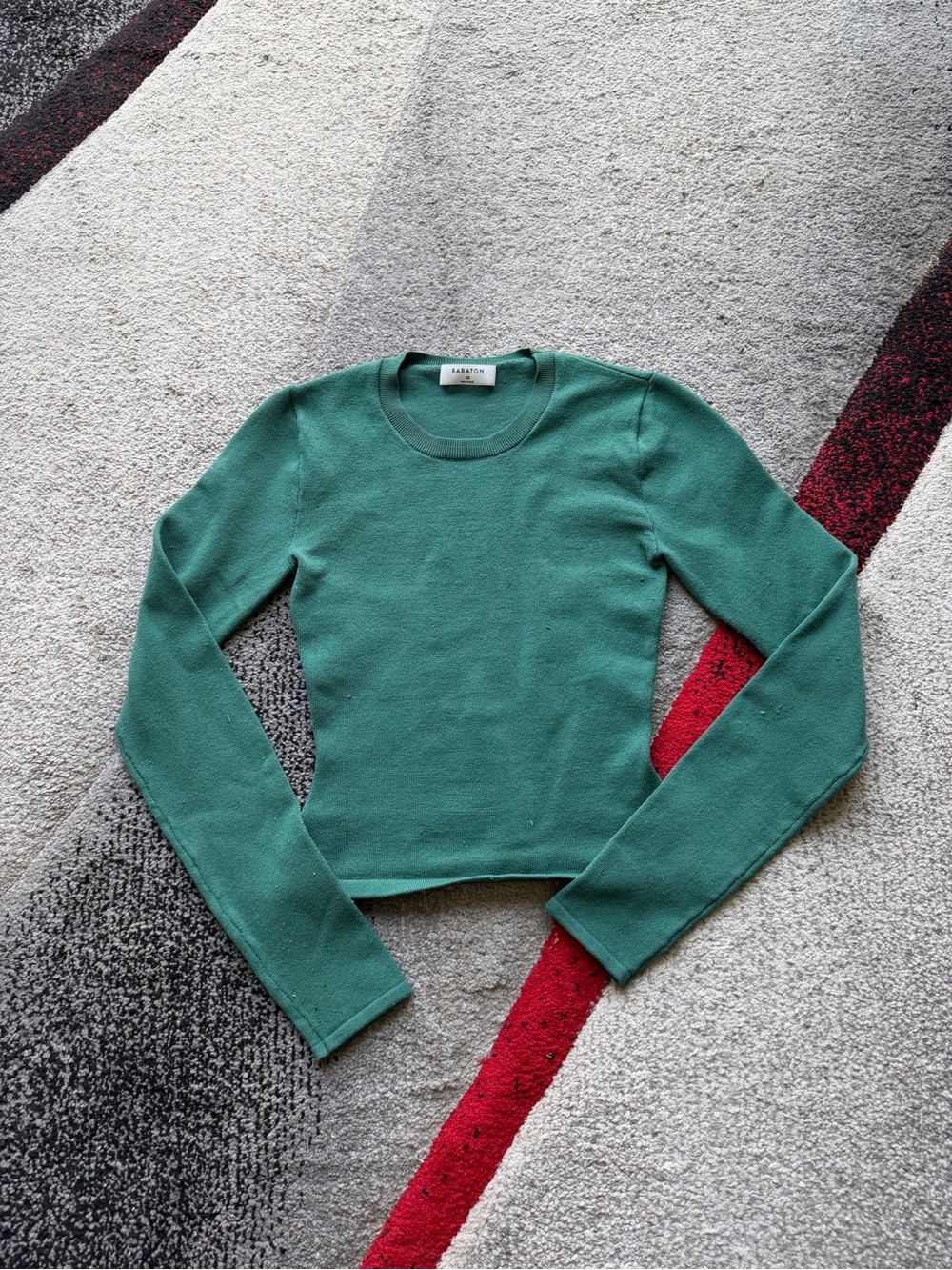 Babaton Forrest Green Crewneck Knit Long Sleeve Top